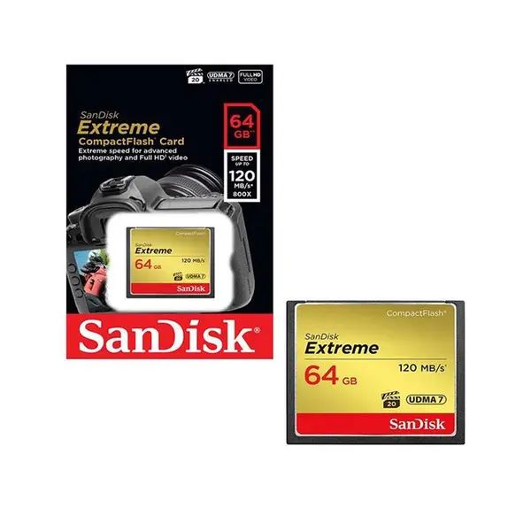 کارت حافظه CompactFlash سن دیسک مدل Extreme سرعت 800X 120MBps ظرفیت 64 گیگابایت SanDisk Extreme CompactFlash 800X 120MBps - 64GB - 3