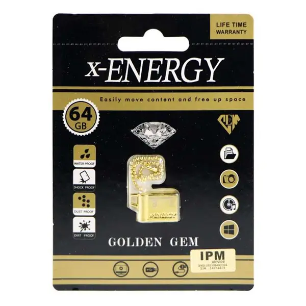 فلش مموری ایکس-انرژی مدل GOLDEN GEM ظرفیت 64 گیگابایت x-Energy GOLDEN GEM Flash Memory 64GB