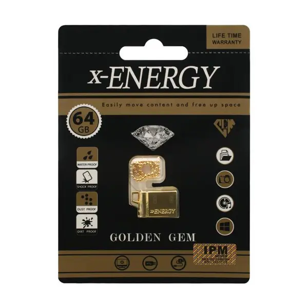 فلش مموری ایکس-انرژی مدل GOLDEN GEM ظرفیت 64 گیگابایت x-Energy GOLDEN GEM Flash Memory 64GB