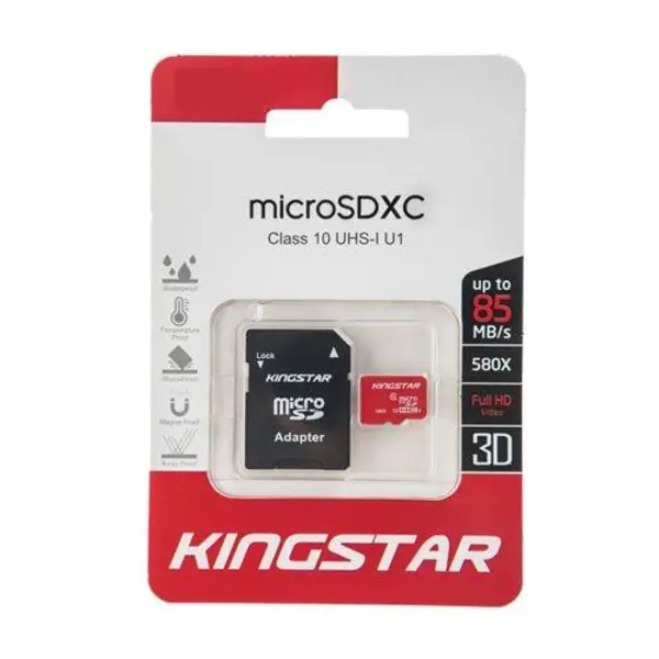 کارت حافظه و رم مموری میکرو KingStar Class10 580X 85MB/s 64GB Kingstar MicroSD UHS-64GB