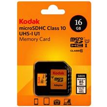 کارت حافظه microSDHC کداک کلاس 10 استاندارد UHS-I U1 سرعت 85MBps 580X همراه با آداپتور SD ظرفیت 16 گیگابایت Kodak UHS-I U1 Class 10 85MBps 580X microSDHC With Adapter - 16GB