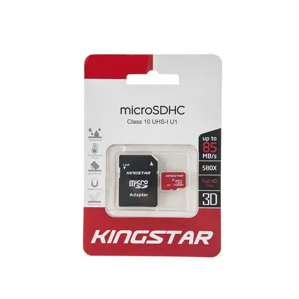 کارت حافظه microSDHC کینگ استار کلاس 10 استاندارد UHS-I U1 سرعت 45MBps همراه با آداپتور SD ظرفیت 16 گیگابایت Kingstar UHS-I U1 Class 10 45MBps microSDHC With Adapter 16GB