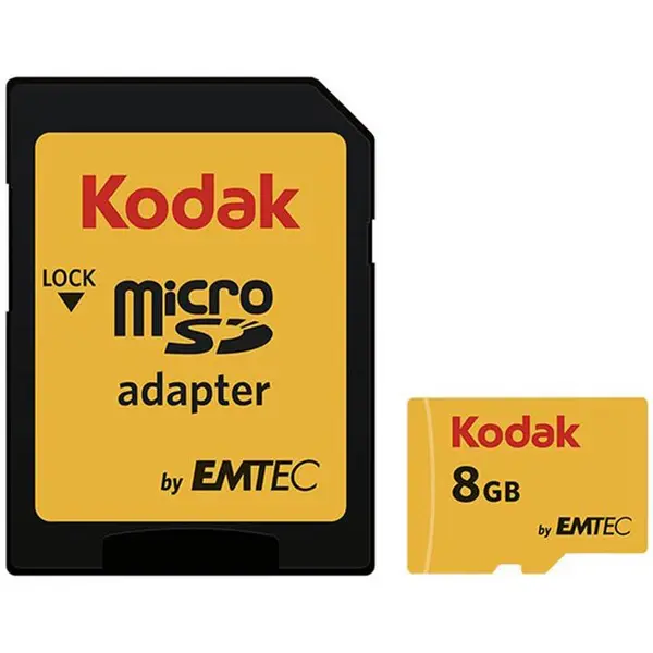 کارت حافظه microSDHC امتک کداک کلاس 10 استاندارد UHS-I U1 سرعت 85MBps 580X به همراه آداپتور SD ظرفیت 8 گیگابایت Emtec Kodak UHS-I U1 Class 10 85MBps 580X microSDHC With Adapter - 8GB