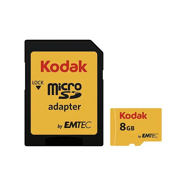 کارت حافظه microSDHC امتک کداک کلاس 10 استاندارد UHS-I U1 سرعت 85MBps 580X به همراه آداپتور SD ظرفیت 8 گیگابایت Emtec Kodak UHS-I U1 Class 10 85MBps 580X microSDHC With Adapter - 8GB