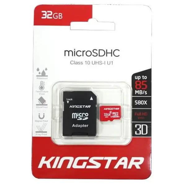 کارت حافظه microSDHC کینگ استار کلاس 10 استاندارد UHS-I U1 سرعت 45MBps همراه با آداپتور SD ظرفیت 32 گیگابایت Kingstar UHS-I U1 Class 10 45MBps microSDHC With Adapter 32GB