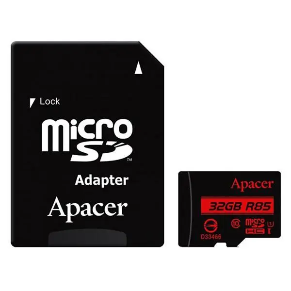 کارت حافظه microSDHC اپیسر کلاس 10 استاندارد UHS-I U1 سرعت 85MBps همراه با آداپتور SD ظرفیت 32 گیگابایت Apacer UHS-I U1 Class 10 85MBps microSDHC With Adapter - 32GB