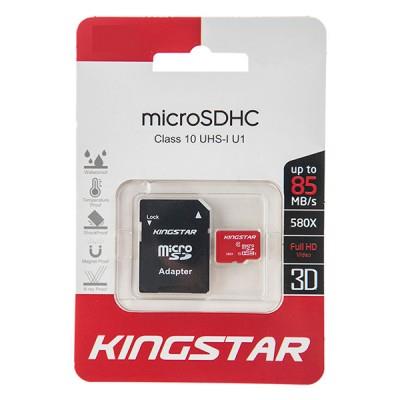 کارت حافظه microSDHC کینگ استار کلاس 10 استاندارد UHS-I U1 سرعت 85MBps همراه با آداپتور SD ظرفیت...