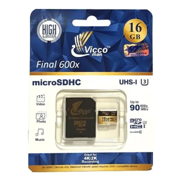 کارت حافظه microSDHC ویکو من مدل Extre600X کلاس 10 استاندارد UHS-I U3 سرعت 90MBps ظرفیت 32گیگابایت همراه با آداپتور SD Vicco Man Extre 600X UHS-I U3 Class 10 90MBps microSDHC Card With Adapter 32GB