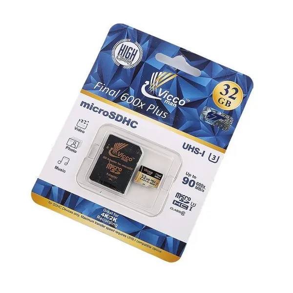 کارت حافظه microSDHC ویکو من مدل Extre600X کلاس 10 استاندارد UHS-I U3 سرعت 90MBps ظرفیت 32گیگابایت همراه با آداپتور SD Vicco Man Extre 600X UHS-I U3 Class 10 90MBps microSDHC Card With Adapter 32GB