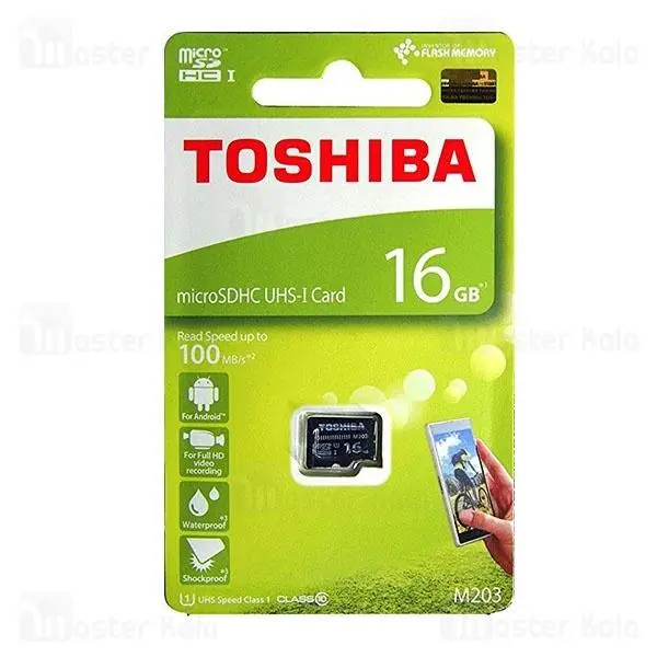 کارت حافظه microSDHC توشیبا مدل M203 کلاس 10 استاندارد UHS-I سرعت 100MBps ظرفیت 16 گیگابایت -