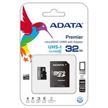 کارت حافظه‌ microSDHC ای دیتا مدل Premier کلاس 10 استاندارد UHS-I U1 سرعت 30MBps همراه با آداپتور تبدیل ظرفیت 32 گیگابایت Adata Premier UHS-I Class 10 30MBps microSDHC With Adapter - 32GB