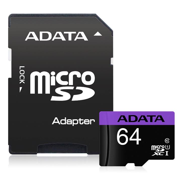 کارت حافظه microSDHC ای دیتا مدل Premier کلاس 10 استاندارد UHS-I سرعت 80MBps ظرفیت 64 گیگابایت -