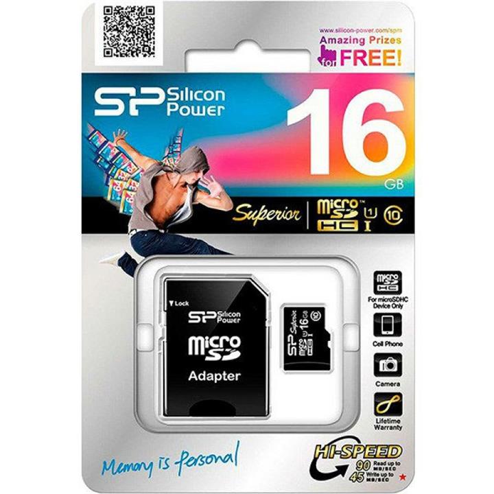 کارت حافظه microSDHC سیلیکون پاور مدل Superior کلاس 10 استاندارد UHS-I U1 سرعت 90MBps همراه با آداپتور SD ظرفیت 16 گیگابایت Silicon Power Superior UHS-I U1 Class 10 90MBps microSDHC With Adapter - 16GB