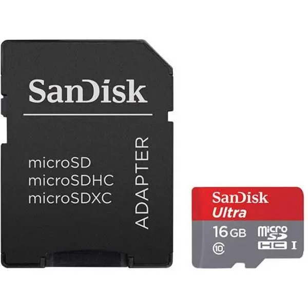کارت حافظه microSDHC سن دیسک مدل Ultra کلاس 10 استاندارد UHS-I U1 سرعت 80MBps همراه با آداپتور SD ظرفیت 16 گیگابایت SanDisk Ultra UHS-I U1 Class 10 80MBps microSDHC With Adapter - 16GB