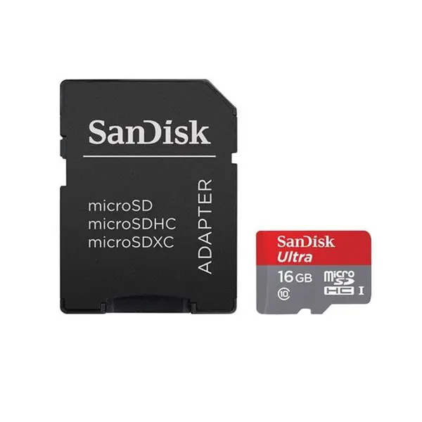 کارت حافظه microSDHC سن دیسک مدل Ultra کلاس 10 استاندارد UHS-I U1 سرعت 80MBps همراه با آداپتور SD ظرفیت 16 گیگابایت SanDisk Ultra UHS-I U1 Class 10 80MBps microSDHC With Adapter - 16GB