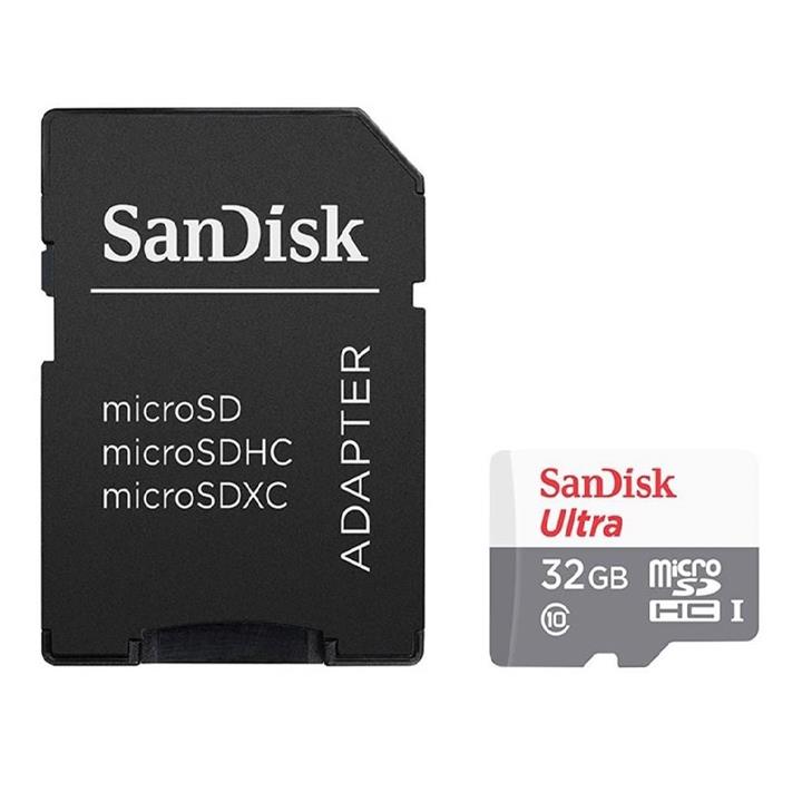 کارت حافظه microSDHC سن دیسک مدل Ultra کلاس 10 استاندارد UHS-I سرعت 100MBps ظرفیت 32 گیگابایت به  همراه  اداپتورSD