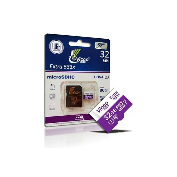 کارت حافظه ویکو من مدل microSDHC Vicco Man Extre533X UHS-I U1 Class 10 80MBps – 32GB Vicco man Viccoman microSDHC UHS-I U1-533X 32GB
