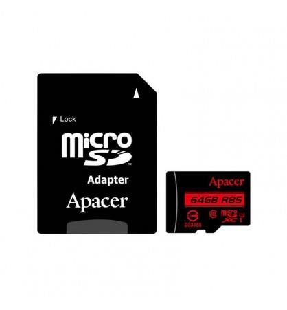 کارت حافظه microSDXC اپیسر کلاس 10 استاندارد UHS-I U1 سرعت 85MBps همراه با آداپتور SD ظرفیت 64 گیگابایت Apacer UHS-I U1 Class 10 85MBps microSDXC With Adapter - 64GB