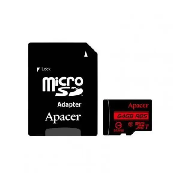 کارت حافظه microSDXC اپیسر کلاس 10 استاندارد UHS-I U1 سرعت 85MBps همراه با آداپتور SD ظرفیت 64 گیگابایت Apacer UHS-I U1 Class 10 85MBps microSDXC With Adapter - 64GB