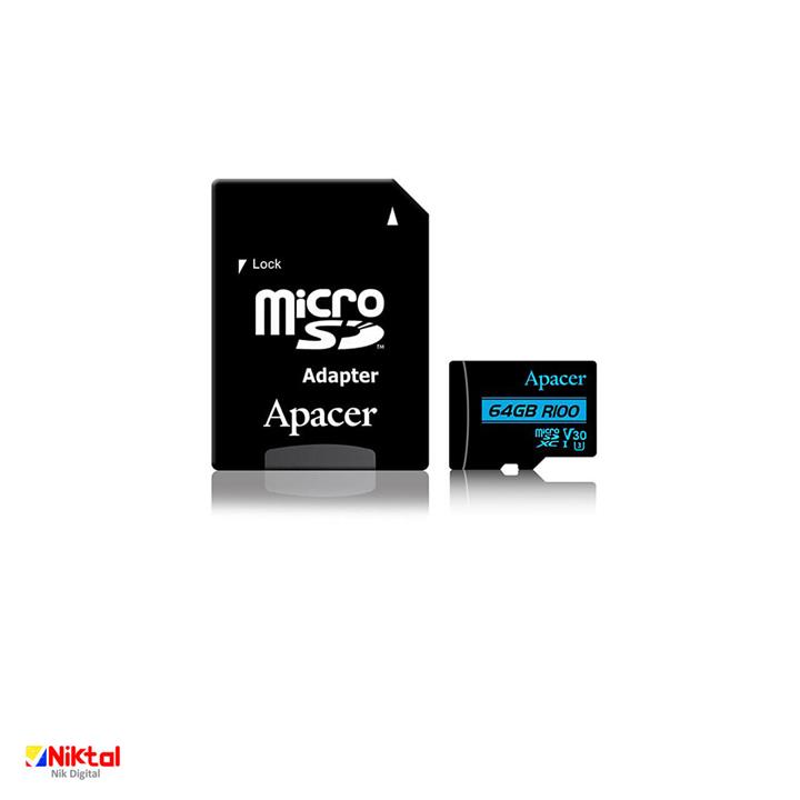 کارت حافظه MicroSDXC برند Apacer مدل UHS-I U3 V30 ظرفیت 64GB V30 64GB MicroSD A1 U3