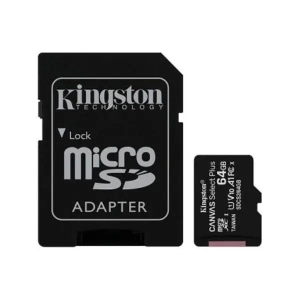 کارت حافظه microSDXC کینگستون Canvas Select Plus کلاس 10 سرعت 100MBps ظرفیت 64 گیگابایت همراه با آداپتور SD