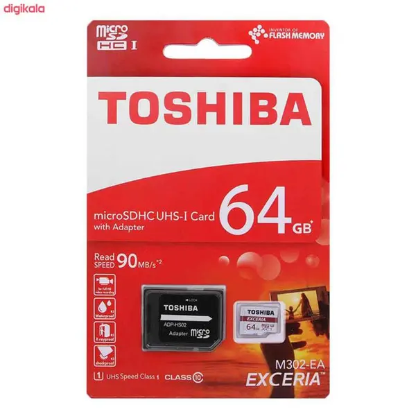 کارت حافظه microSDXC توشیبا مدل EXCERIA M302-EA کلاس 10 استاندارد UHS-I U1 سرعت 90MBps ظرفیت 64 گیگابایت به همراه آداپتور SD -