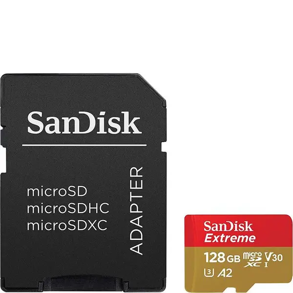 کارت حافظه microSDXC سن دیسک مدل Extreme PRO کلاس A2 استاندارد UHS-I U3 سرعت 170MBs ظرفیت 128 گیگابایت به همراه آداپتور SD Sandisk Extreme PRO UHS-I U3 Class A2 170MBps microSDXC With Adapter - 128GB - 4