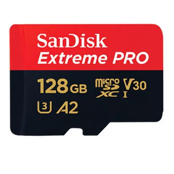 کارت حافظه microSDXC سن دیسک مدل Extreme PRO کلاس A2 استاندارد UHS-I U3 سرعت 170MBs ظرفیت 128 گیگابایت SANDISK Extreme PRO IPM UHS-I U3 Class A2 170MBps microSDXC 128GB