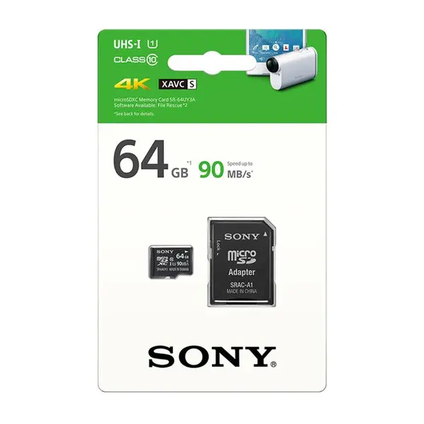 کارت حافظه microSDXC سونی مدل SR-64UY3A کلاس 10 استاندارد UHS-I U1 سرعت 90MBps ظرفیت 64 گیگابایت همراه با آداپتور SD Sony SR-64UY3A UHS-I U1 Class 10 90MBps microSDXC With Adapter 64GB