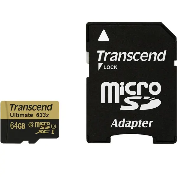 کارت حافظه microSDXC ترنسند مدل Ultimate کلاس 10 استاندارد UHS-I U3 سرعت 95MBps 633X همراه با آداپتور SD ظرفیت 64 گیگابایت Transcend Ultimate UHS-I U3 Class 10 95MBps 633X microSDXC With Adapter - 64GB