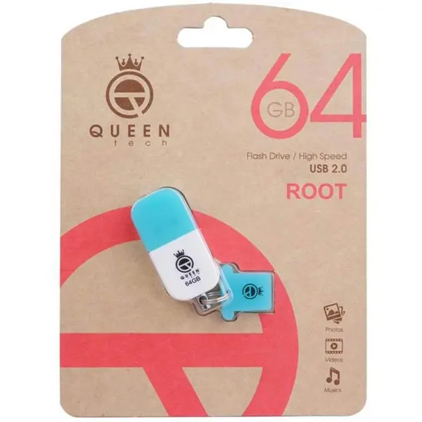 فلش مموری کوئین تک مدل ROOT ظرفیت 64 گیگابایت Queen tech ROOT Flash Memory 64GB