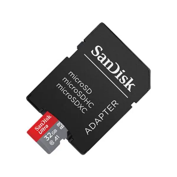 Sandisk کارت حافظه microSDHC سن دیسک مدل Ultra A1 کلاس 10 استاندارد UHS-I سرعت 98MBps ظرفیت 32 گیگابایت به همراه آداپتور SD