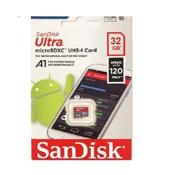 کارت حافظه سن دیسک مدل SanDisk Ultra microSDHC A1 UHS-I Card 32GB 120MB/s بدون آداپتور Sandisk Ultra A1 32GB UHS-I Class 10 120MBps microSDHC Card