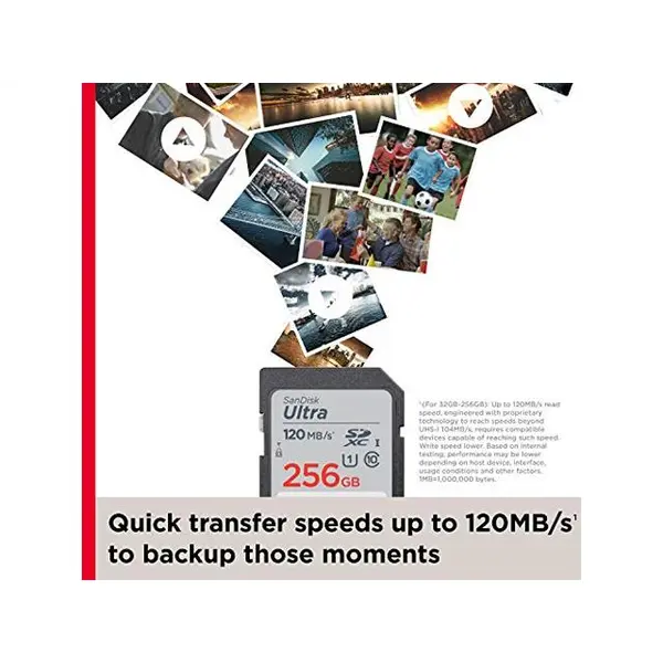 کارت حافظه SANDISK مدل Ultra سری SDSDUN4-256G-GN6IN SanDisk Ultra UHS-I U1 Class 10 120MBps SDHC - 256GB - 4