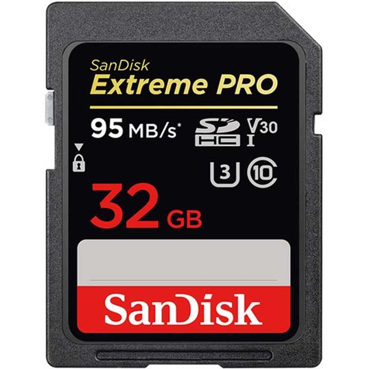 کارت حافظه SD ظرفیت 32 گیگابایت سن دیسک سرعت 633X Extreme Pro – 95MBps Sandisk 32GB Extreme Pro UHS-1 U3 Class10 95MB/s 633X FullHD SDHC Card