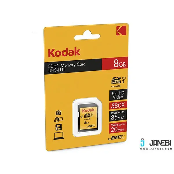 کارت حافظه SDHC امتک کداک کلاس 10 استاندارد UHS-I U1 سرعت 85MBps 580X ظرفیت 8 گیگابایت Emtec Kodak UHS-I U1 Class 10 85MBps 580X SDHC - 8GB