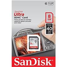 کارت حافظه SDHC سن دیسک مدل Ultra کلاس 10 استاندارد UHS-I U1 سرعت 266X 40MBps ظرفیت 8 گیگابایت SanDisk Ultra UHS-I U1 Class 10 40MBps 266X SDHC - 8GB
