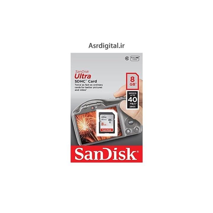 کارت حافظه SDHC سن دیسک مدل Ultra کلاس 10 استاندارد UHS-I U1 سرعت 266X 40MBps ظرفیت 8 گیگابایت SanDisk Ultra UHS-I U1 Class 10 40MBps 266X SDHC - 8GB