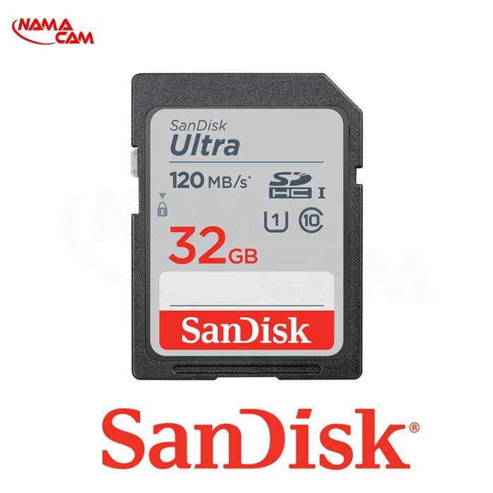 کارت حافظه و رم مموری SD سندیسک (SanDisk) ظرفیت 32GB سرعت 120MBs