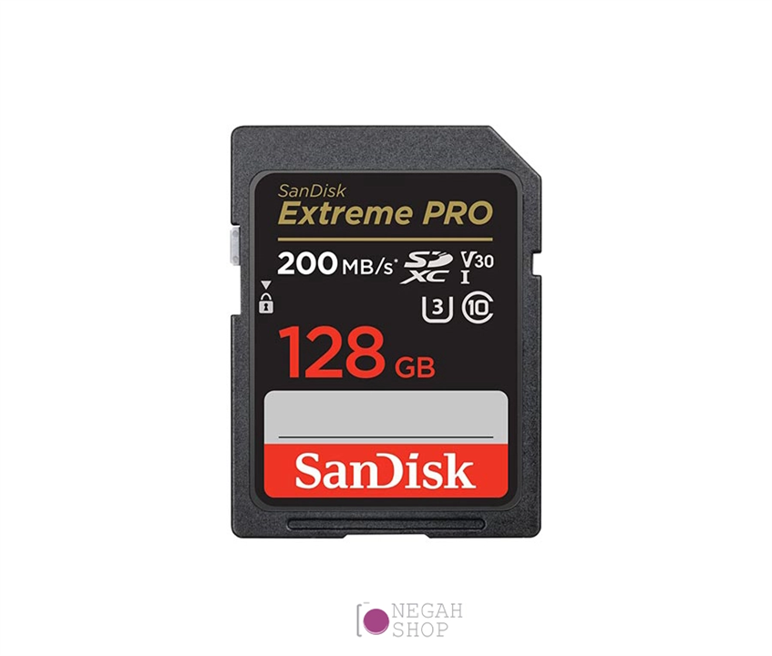کارت حافظه SD سندیسک (SanDisk Extreme Pro) ظرفیت 128GB سرعت 200MB/s SanDisk 128GB Extreme PRO SDXC Card 200MB/s