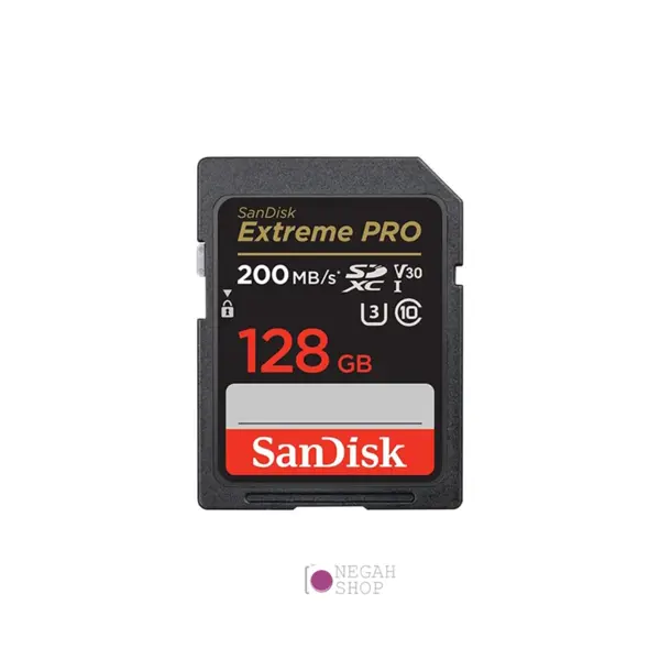 کارت حافظه SD سندیسک (SanDisk Extreme Pro) ظرفیت 128GB سرعت 200MB/s SanDisk 128GB Extreme PRO SDXC Card 200MB/s