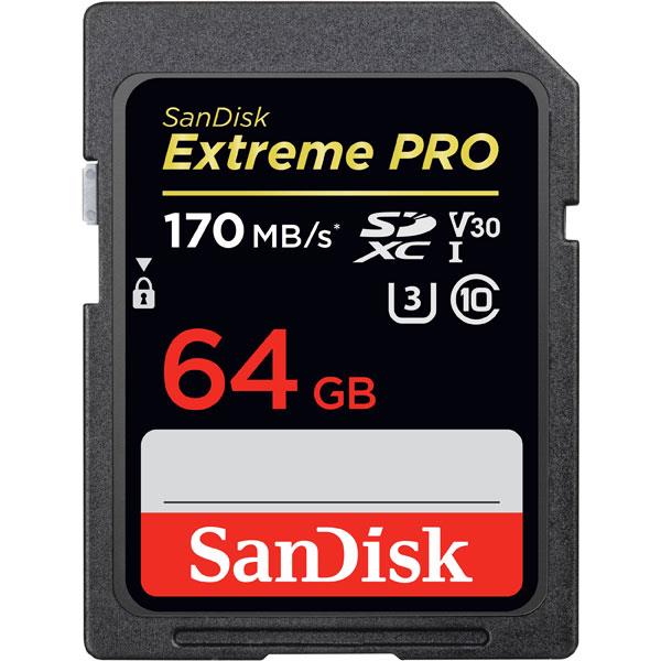 کارت حافظه SanDisk 64GB Extreme SDXC UHS-I Card C10 U3 4K  کارت حافظه SDXC سن دیسک مدل Extreme Pro V30 کلاس 10 استاندارد UHS-I U3 سرعت 170mbps ظرفیت 64 گیگابایت