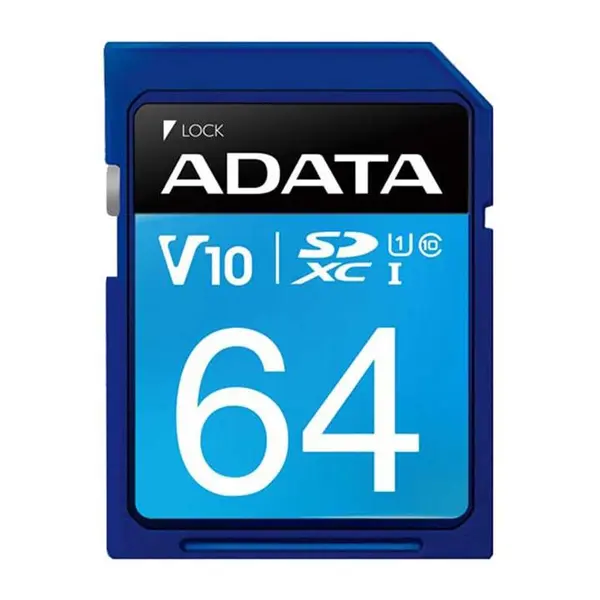 کارت حافظه SDXC ای دیتا مدل Premier V10 کلاس 10 استاندارد UHS-I U1 سرعت 100MBps ظرفیت 64 گیگابایت