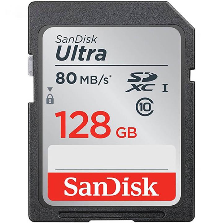 کارت حافظه SDXC سن دیسک مدل Ultra کلاس 10 استاندارد UHS-I U1 سرعت 533X 80MBps ظرفیت 128 گیگابایت SanDisk Ultra UHS-I U1 Class 10 533X 80MBps SDHC - 128GB