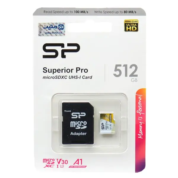 رم میکرو ۵۱۲ گیگ سیلیکون پاور Silicon Power Superior Pro A1 V30 U3 100MB/s + خشاب
