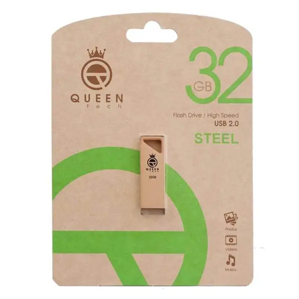 فلش مموری کوئین تِک مدل STEEL ظرفیت 32 گیگابایت طلایی Queen Tech 32g Steel - 2