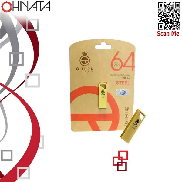 فلش مموری کوئین تِک مدل STEEL ظرفیت 64 گیگابایت طلایی Flash Memory QUEEN TECH STEEL 64G
