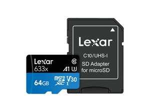 کارت حافظه میکرو اس دی UHS-1 لکسار 64 گیگ A1 مدل Lexar 633X Lexar microSDHC UHS-1 64G 633X U3 100 MB/S