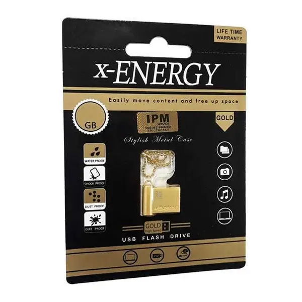 فلش مموری ایکس-انرژی مدل USB2.0 Gold ظرفیت 32 گیگابایت x-Energy USB2.0 Gold Flash Memory 32GB