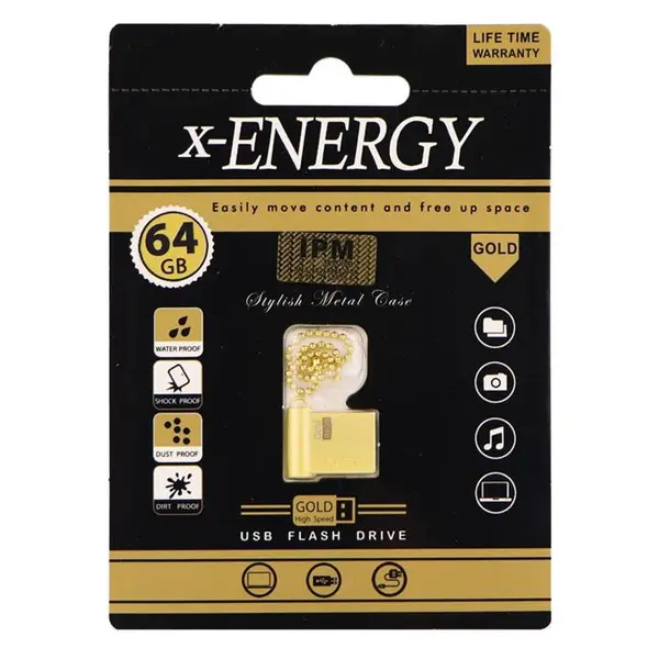 فلش مموری ایکس-انرژی مدل USB3.0 Gold ظرفیت 64 گیگابایت x-Energy USB3.0 GoldFlash Memory 64GB - 4